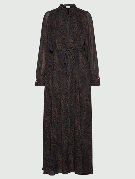 Young Ideas & Henmores -Potente Python Tie Waist Midi Dress -003 Brown -8