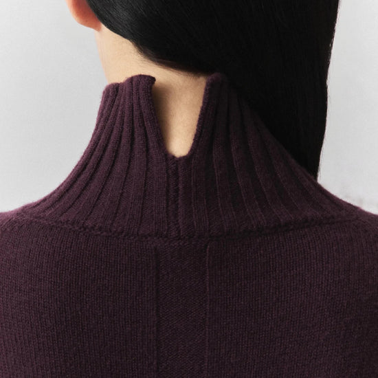 Young Ideas & Henmores -Quota High Neck Wool Jumper -002 Blackberry -XS
