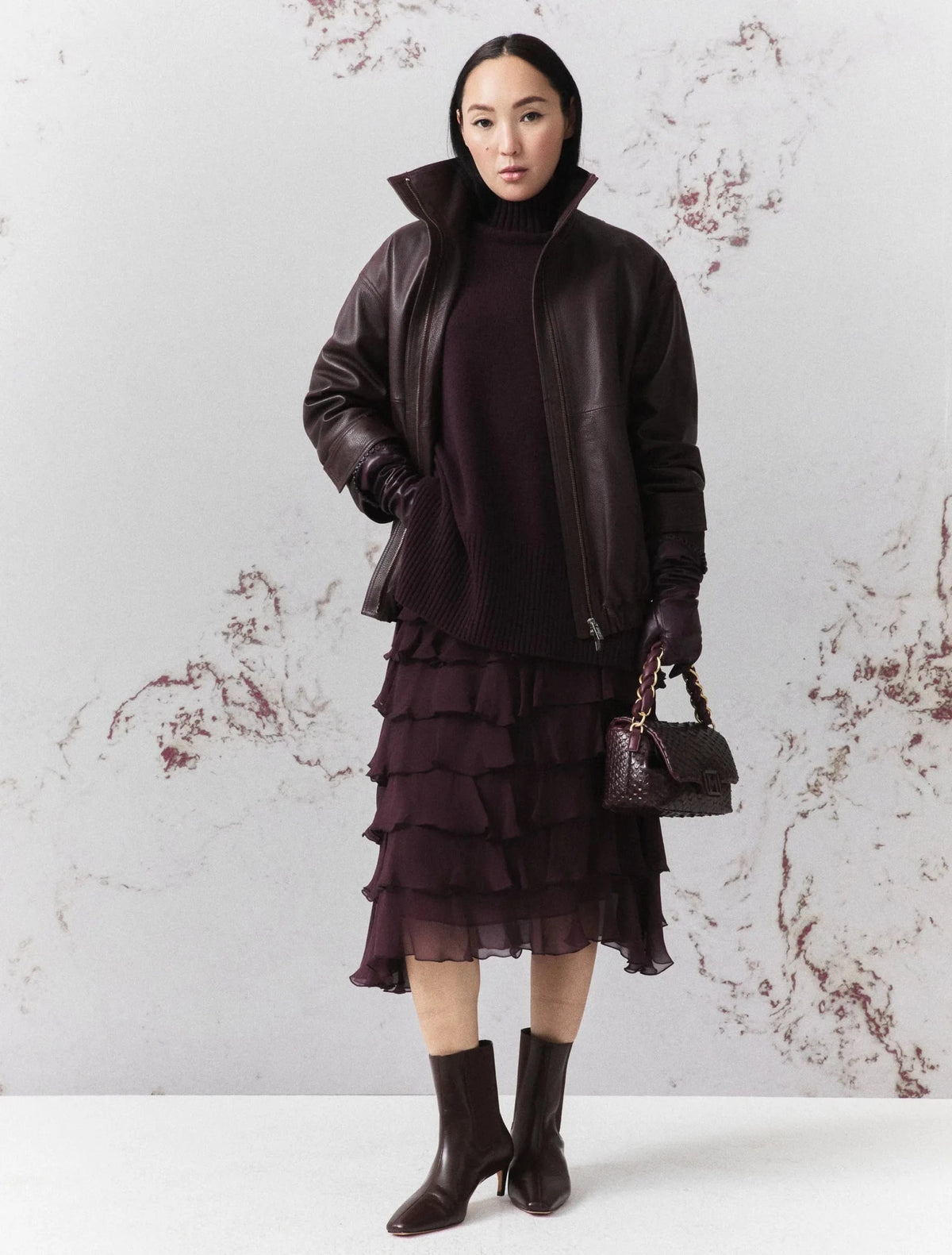 Young Ideas & Henmores -Quota High Neck Wool Jumper -002 Blackberry -XS