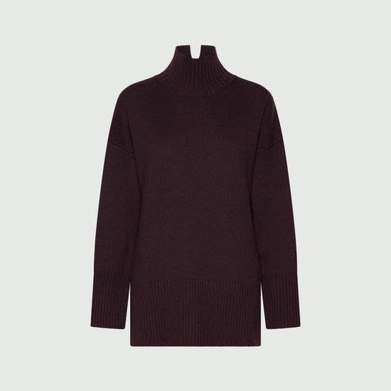 Young Ideas & Henmores -Quota High Neck Wool Jumper -002 Blackberry -XS