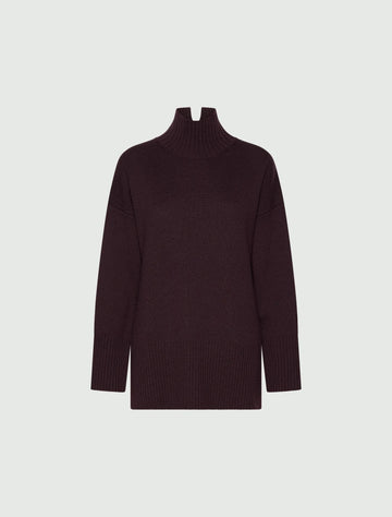 Young Ideas & Henmores -Quota High Neck Wool Jumper -002 Blackberry -XS