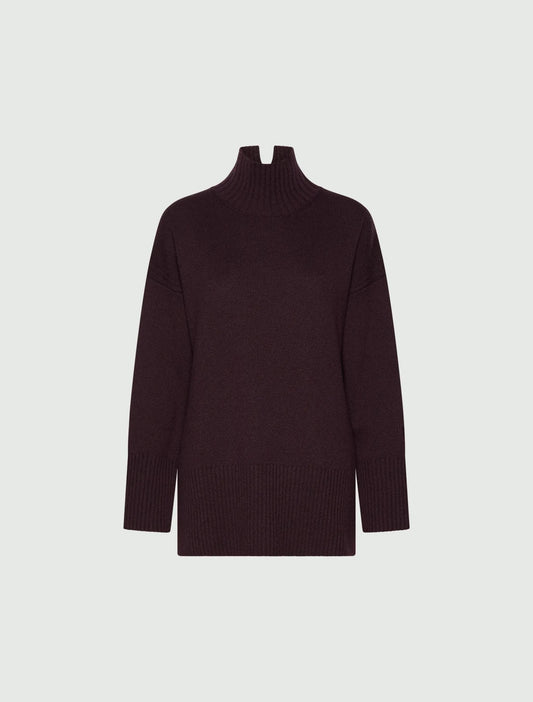 Young Ideas & Henmores -Quota High Neck Wool Jumper -002 Blackberry -XS