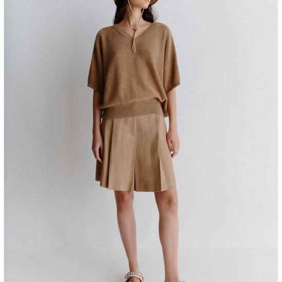 Young Ideas/Henmores - Sagitta Single Pleat Shorts - 002 Beige - 8