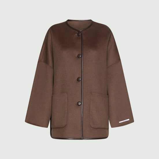 Young Ideas & Henmores -Satira Contrast Hem Mid Length Coat -002 Brown -4