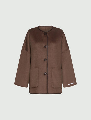 Young Ideas & Henmores -Satira Contrast Hem Mid Length Coat -002 Brown -4