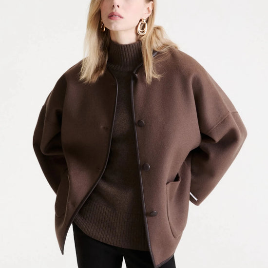 Young Ideas & Henmores -Satira Contrast Hem Mid Length Coat -002 Brown -4