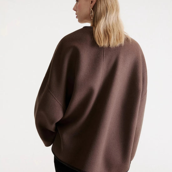 Young Ideas & Henmores -Satira Contrast Hem Mid Length Coat -002 Brown -4