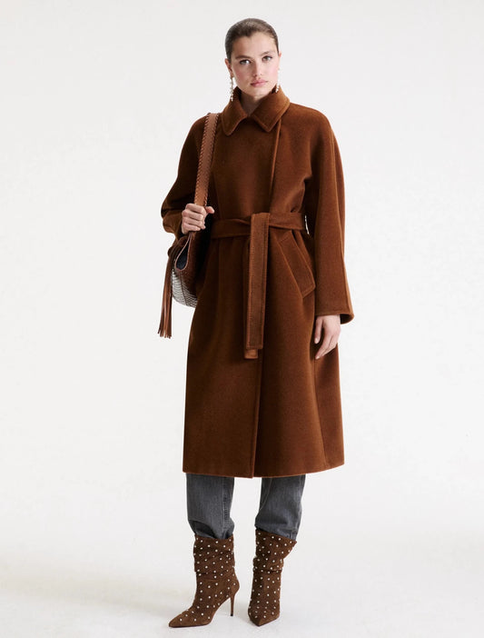Young Ideas & Henmores -Starna Cocoon Wool Coat -004 Caramel -8