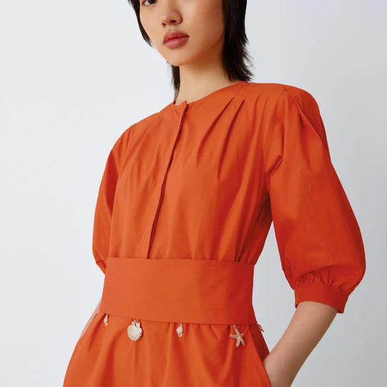 Young Ideas/Henmores - Stecca Poplin Seashell Charm Dress - 004 Orange - 8