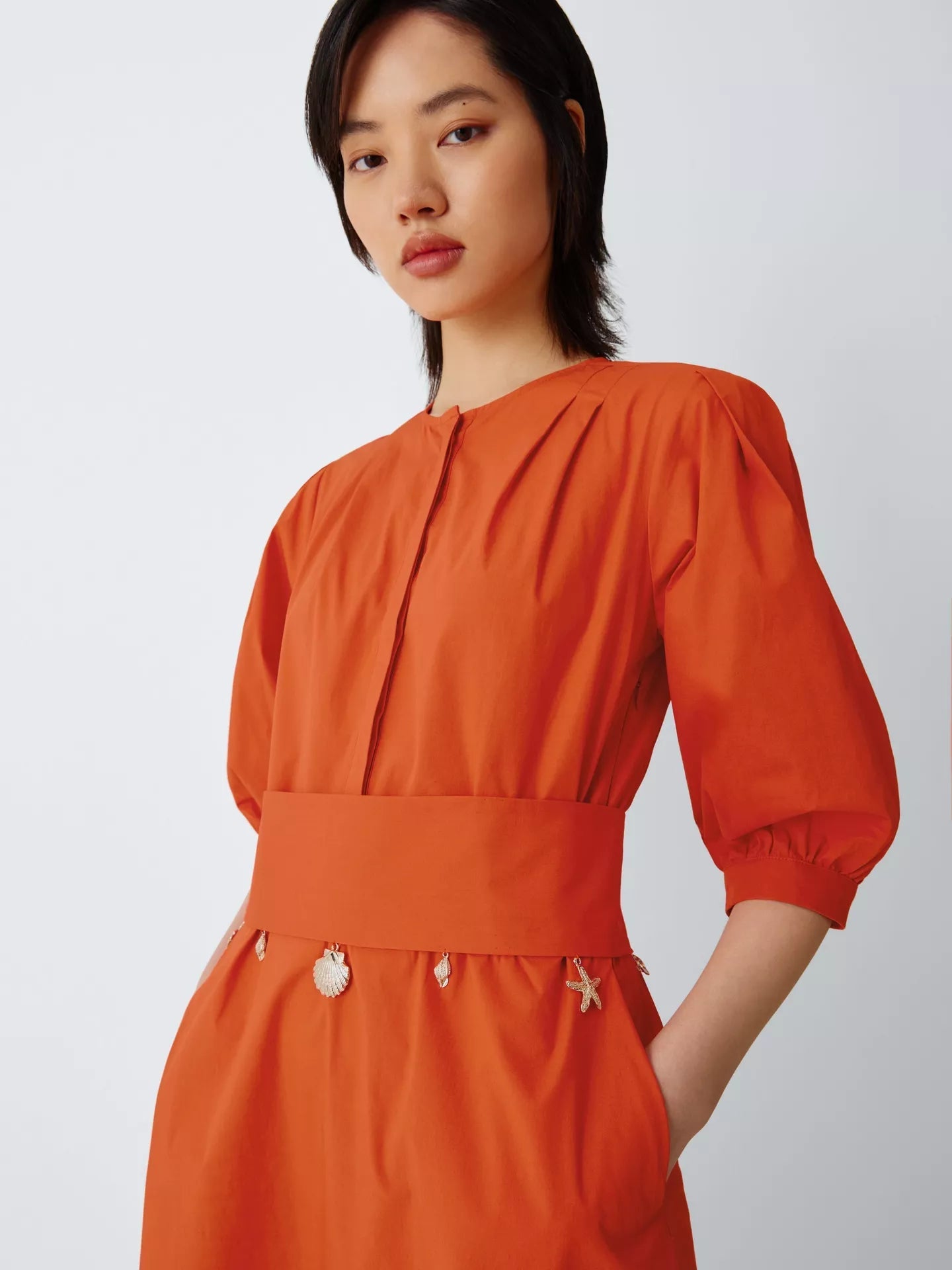 Young Ideas/Henmores - Stecca Poplin Seashell Charm Dress - 004 Orange - 8