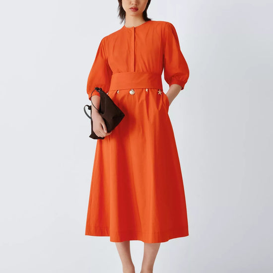 Young Ideas/Henmores - Stecca Poplin Seashell Charm Dress - 004 Orange - 8