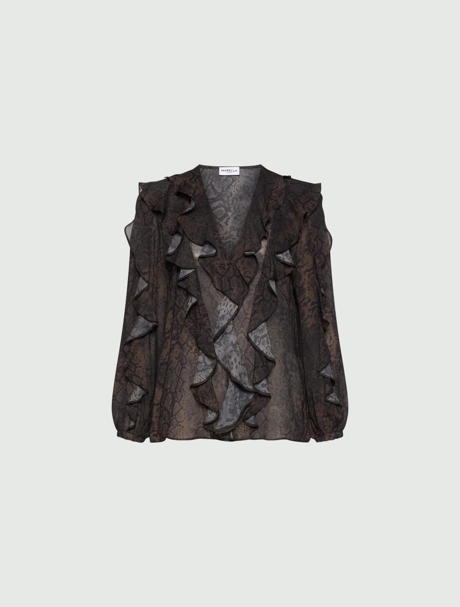 Young Ideas & Henmores -Sufo Python Frilled Blouse -003 Brown -8