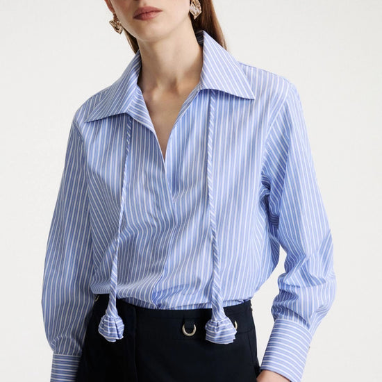 Young Ideas/Henmores - Tabarin Striped Poplin Shirt - 002 Light Blue Stripe - 8