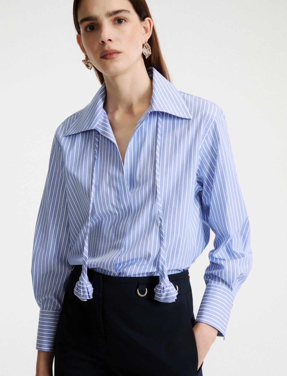 Young Ideas/Henmores - Tabarin Striped Poplin Shirt - 002 Light Blue Stripe - 8