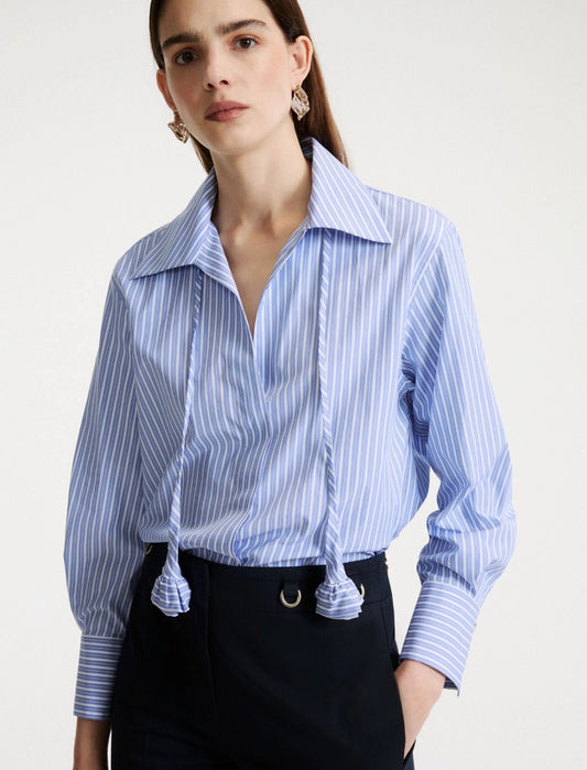 Young Ideas/Henmores - Tabarin Striped Poplin Shirt - 002 Light Blue Stripe - 8