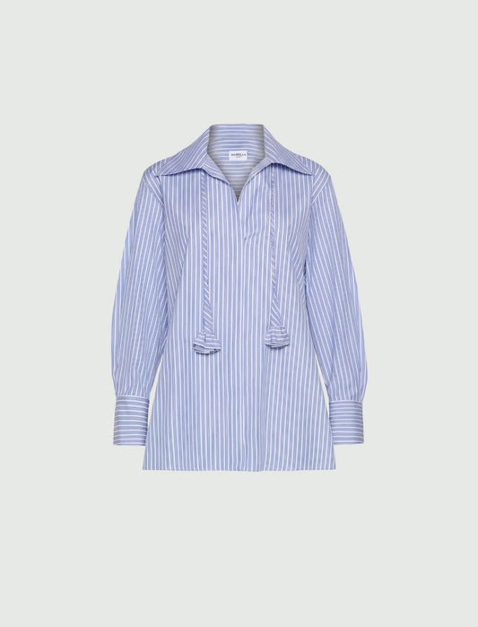 Young Ideas/Henmores - Tabarin Striped Poplin Shirt - 002 Light Blue Stripe - 8