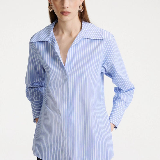 Young Ideas/Henmores - Tabarin Striped Poplin Shirt - 002 Light Blue Stripe - 8