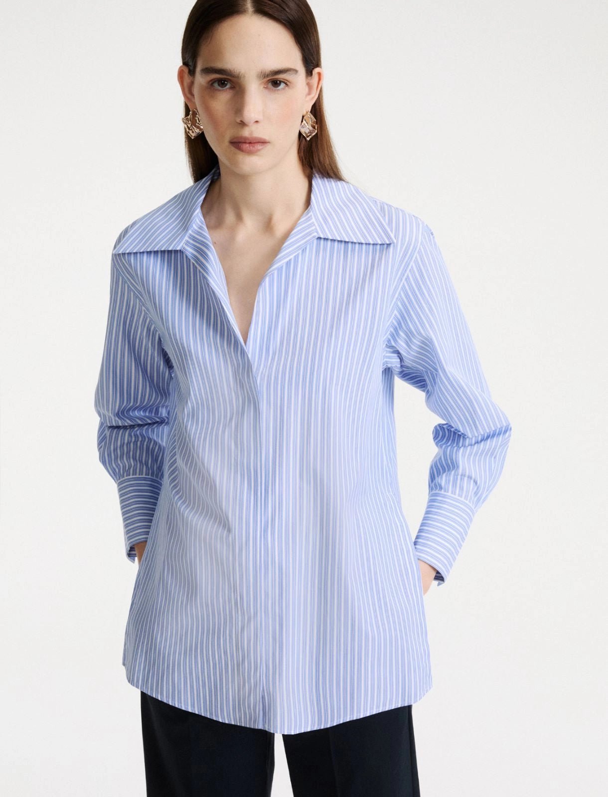 Young Ideas/Henmores - Tabarin Striped Poplin Shirt - 002 Light Blue Stripe - 8