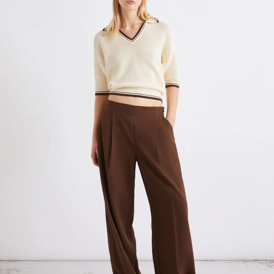 Young Ideas/Henmores - Targa Pleated Linen Mix Trousers - 002 Brown - 8