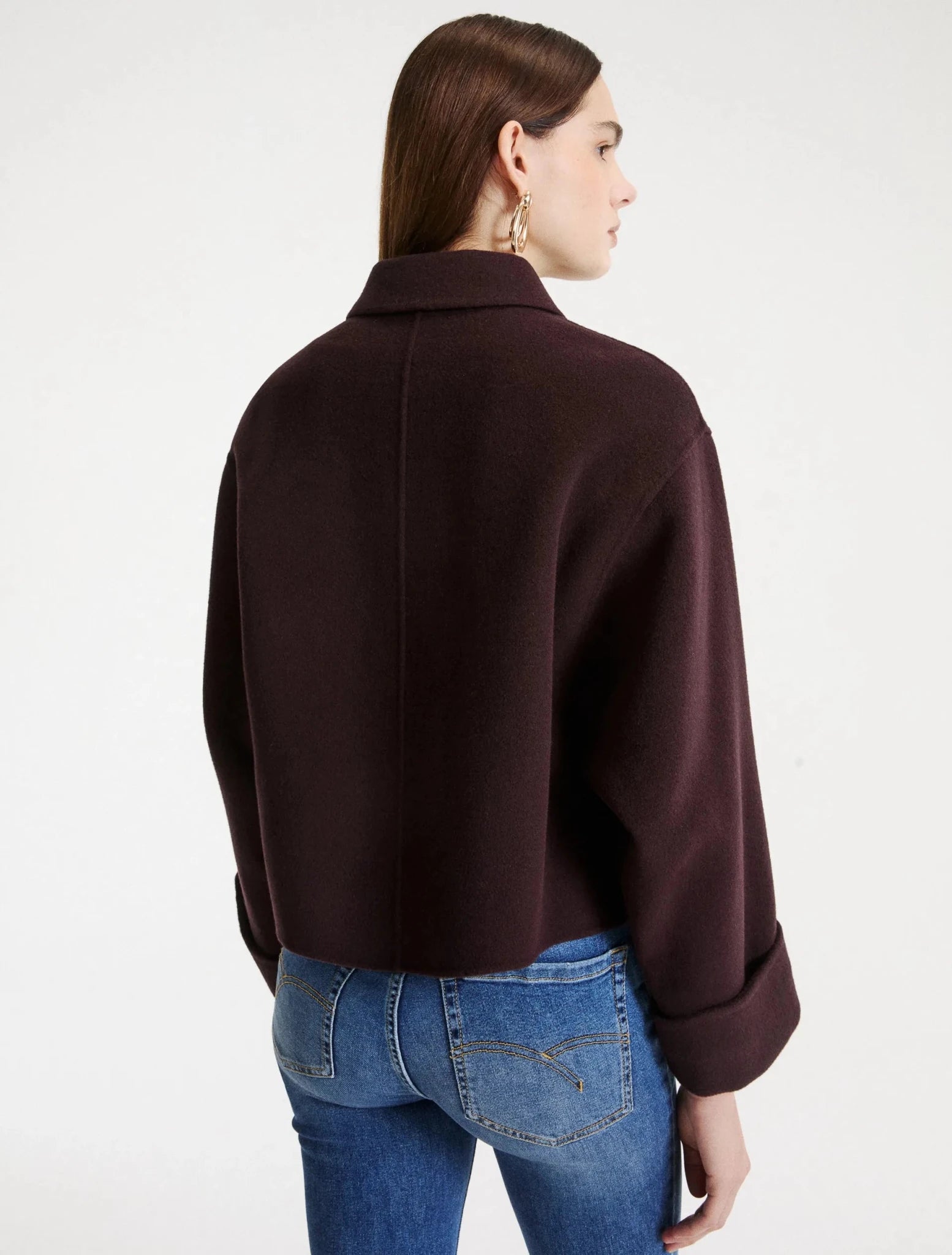 Young Ideas & Henmores -Tempio Rolled Cuff Car Coat -003 Brown -6