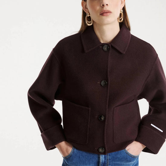 Young Ideas & Henmores -Tempio Rolled Cuff Car Coat -003 Brown -6