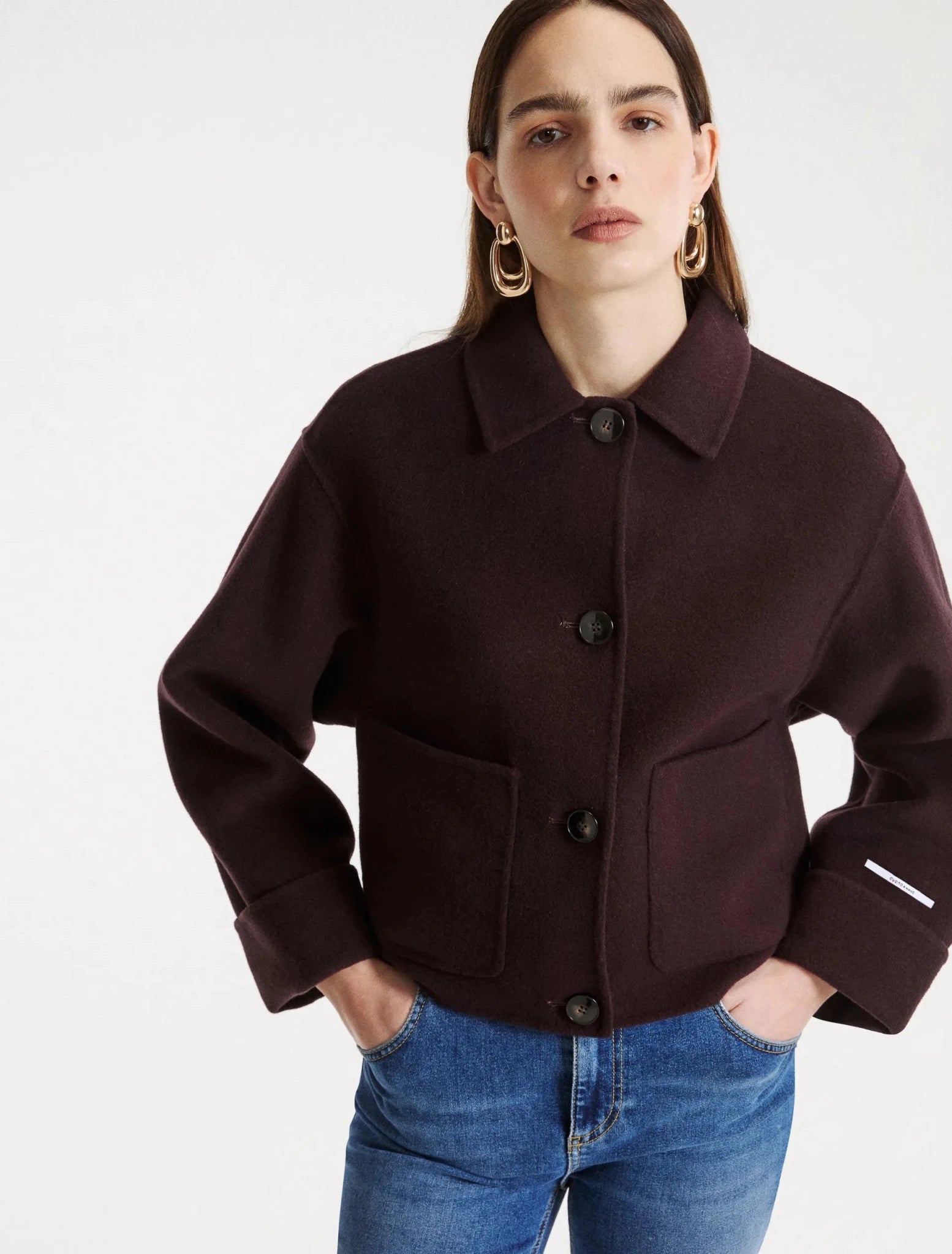 Young Ideas & Henmores -Tempio Rolled Cuff Car Coat -003 Brown -6