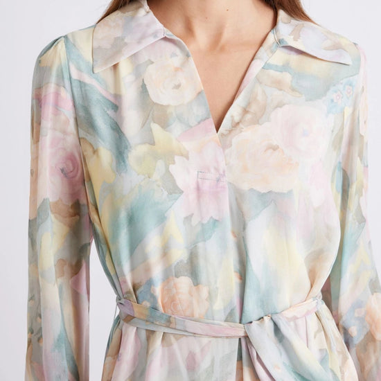 Young Ideas/Henmores - Terra Georgette Pastel Abstract Midi Dress - 001 Pastel Multi - 8