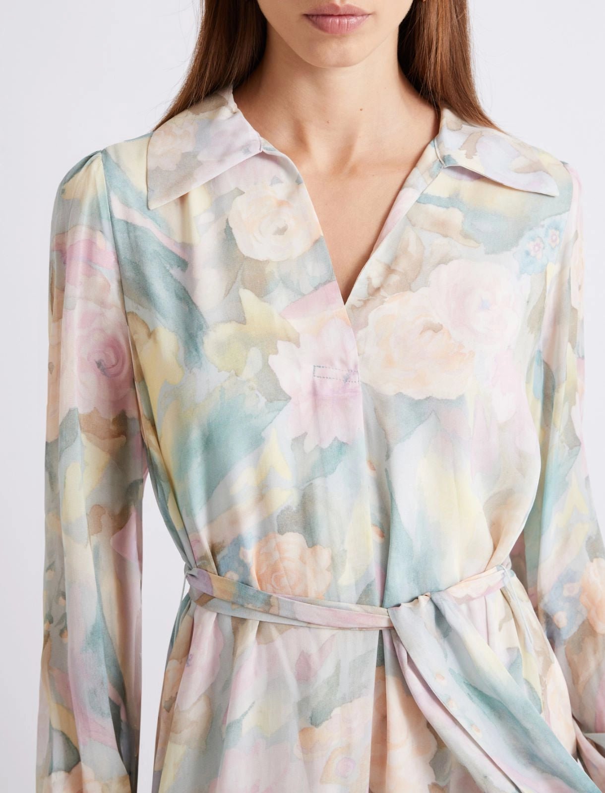 Young Ideas/Henmores - Terra Georgette Pastel Abstract Midi Dress - 001 Pastel Multi - 8