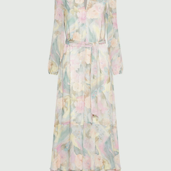 Young Ideas/Henmores - Terra Georgette Pastel Abstract Midi Dress - 001 Pastel Multi - 8