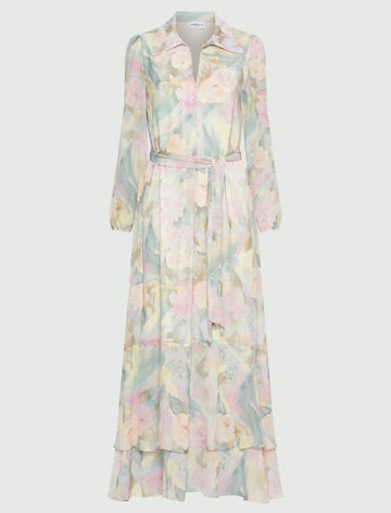 Young Ideas/Henmores - Terra Georgette Pastel Abstract Midi Dress - 001 Pastel Multi - 8