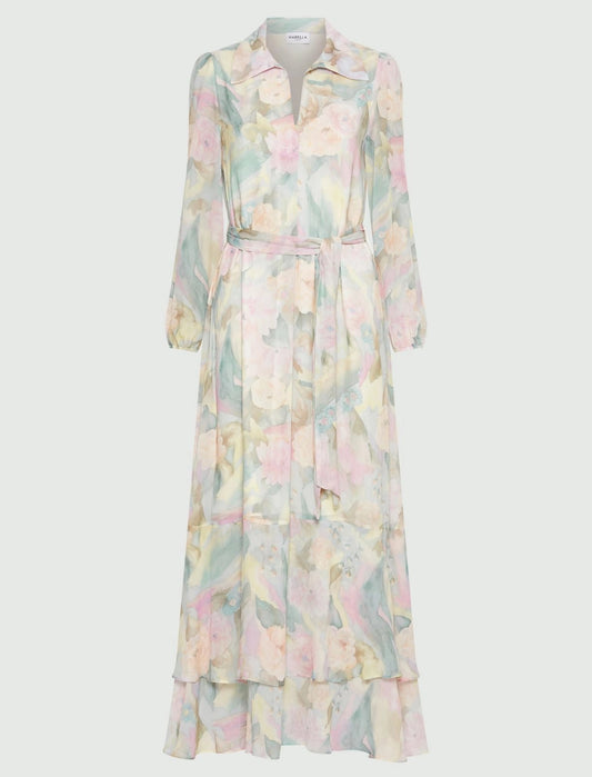 Young Ideas/Henmores - Terra Georgette Pastel Abstract Midi Dress - 001 Pastel Multi - 8