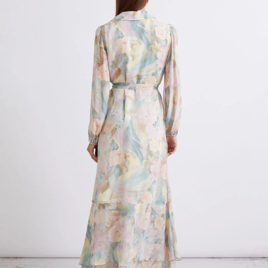 Young Ideas/Henmores - Terra Georgette Pastel Abstract Midi Dress - 001 Pastel Multi - 8