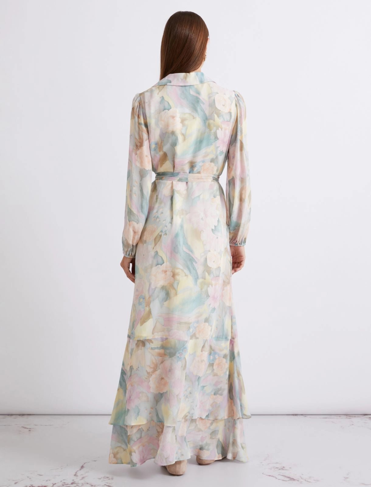 Young Ideas/Henmores - Terra Georgette Pastel Abstract Midi Dress - 001 Pastel Multi - 8