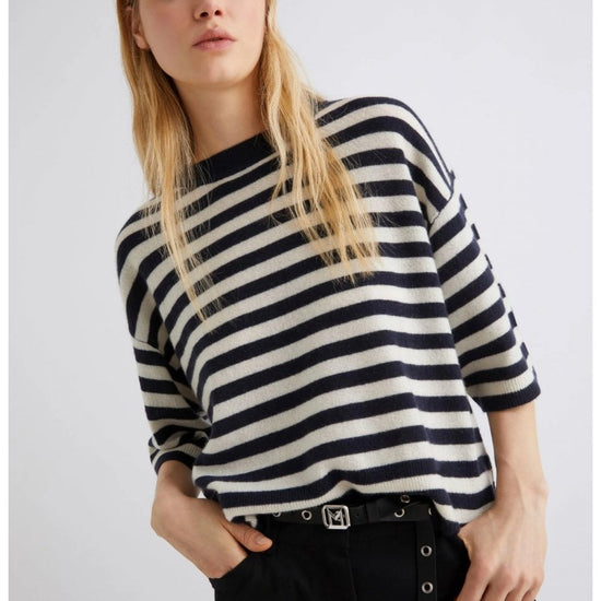 Young Ideas/Henmores - Truppa Nautical Stripe Short Sleeve Jumper - 010 Navy - XS