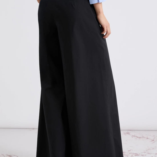Young Ideas/Henmores - Uomo Wide Leg Linen Trousers - 006 Black - 8