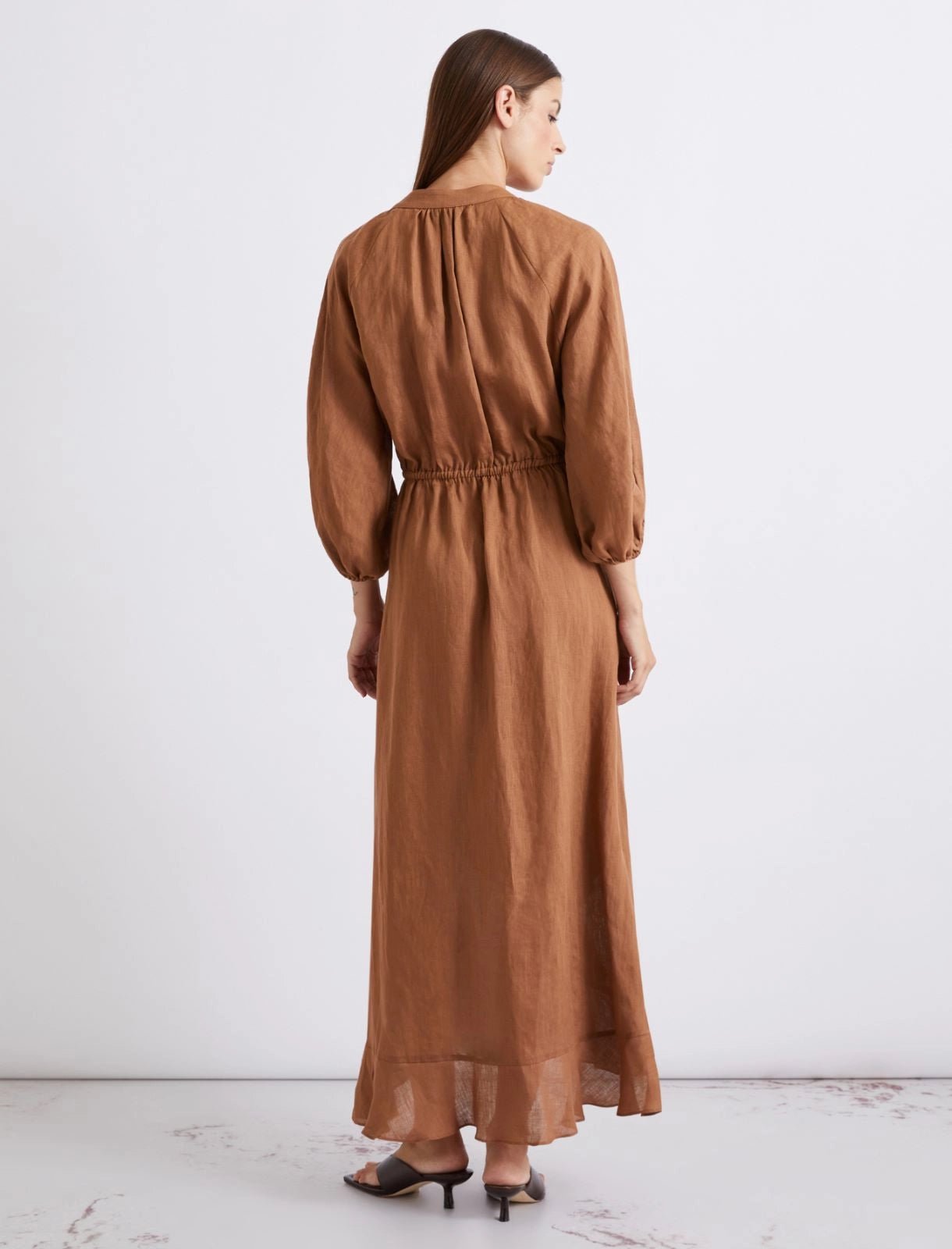 Young Ideas/Henmores - Vento Sleeveless Linen Midi Dress - 005 Tobacco Brown - 8