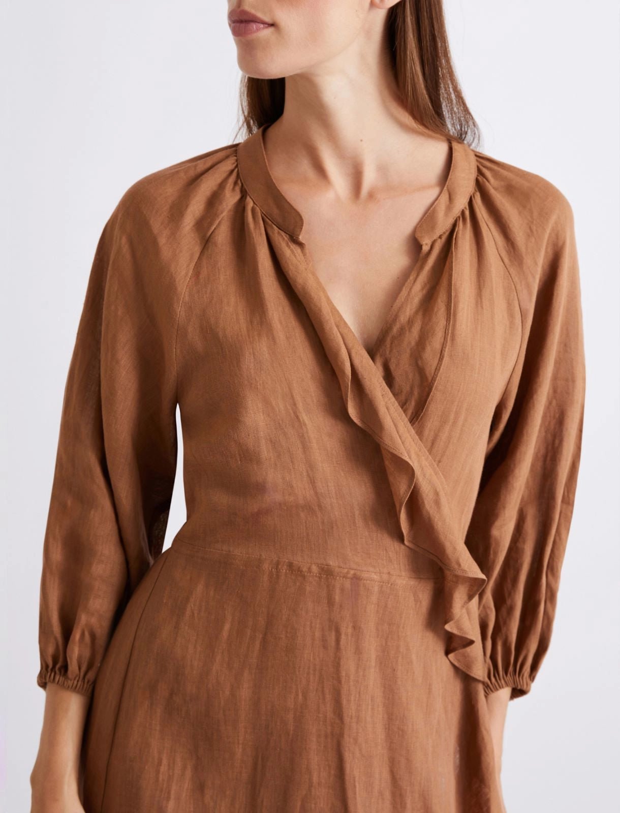 Young Ideas/Henmores - Vento Sleeveless Linen Midi Dress - 005 Tobacco Brown - 8