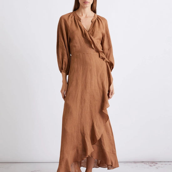 Young Ideas/Henmores - Vento Sleeveless Linen Midi Dress - 005 Tobacco Brown - 8