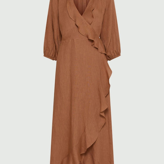 Young Ideas/Henmores - Vento Sleeveless Linen Midi Dress - 005 Tobacco Brown - 8