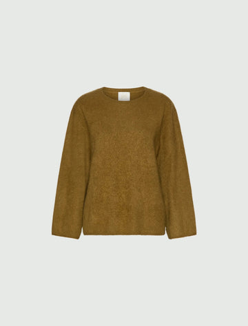 Young Ideas & Henmores -Vezzoso Brushed Wool Cashmere Jumper -004 Oil Green -S