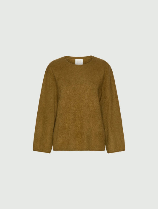 Young Ideas & Henmores -Vezzoso Brushed Wool Cashmere Jumper -004 Oil Green -S