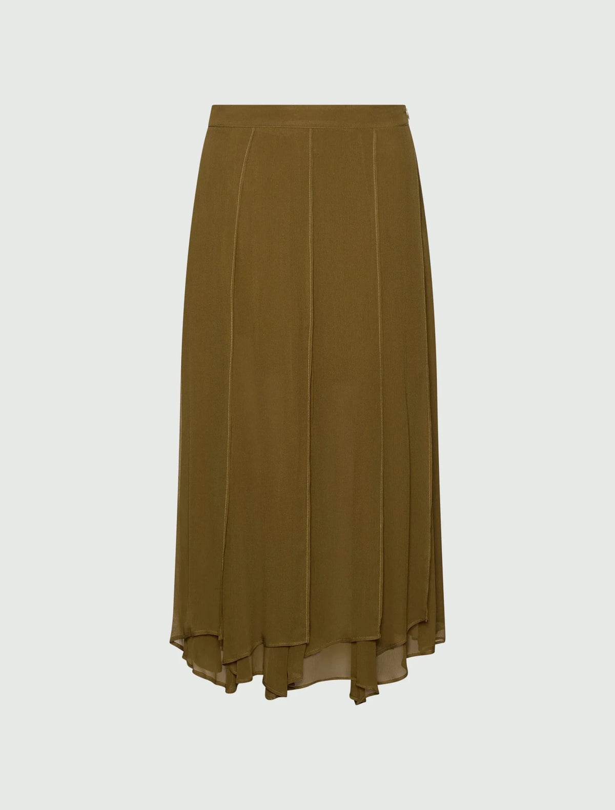 Young Ideas & Henmores -Zattera Crepe Soft Pleat Midi Skirt -004 Oil Green -8