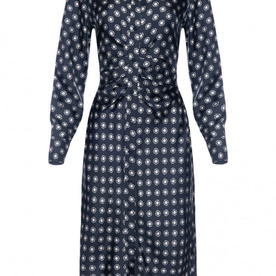 Young Ideas/Henmores - Melania Stamped Silk Dress - 001 Midnight Blue - 10