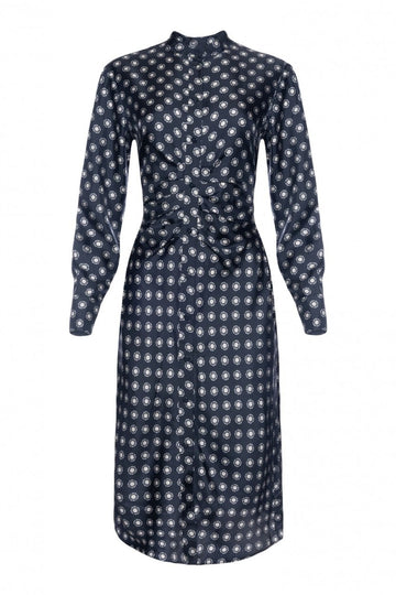 Young Ideas/Henmores - Melania Stamped Silk Dress - 001 Midnight Blue - 10