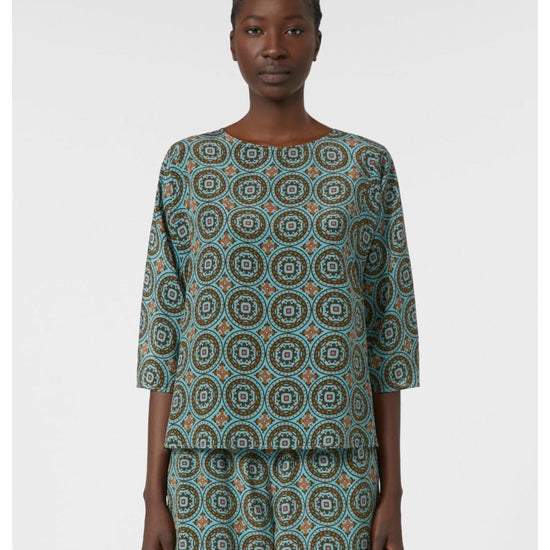 Young Ideas/Henmores - Adone Geometric Print Top - 001 Light Blue - 8