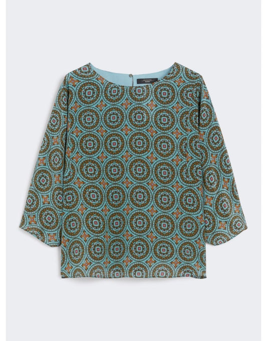 Young Ideas/Henmores - Adone Geometric Print Top - 001 Light Blue - 8