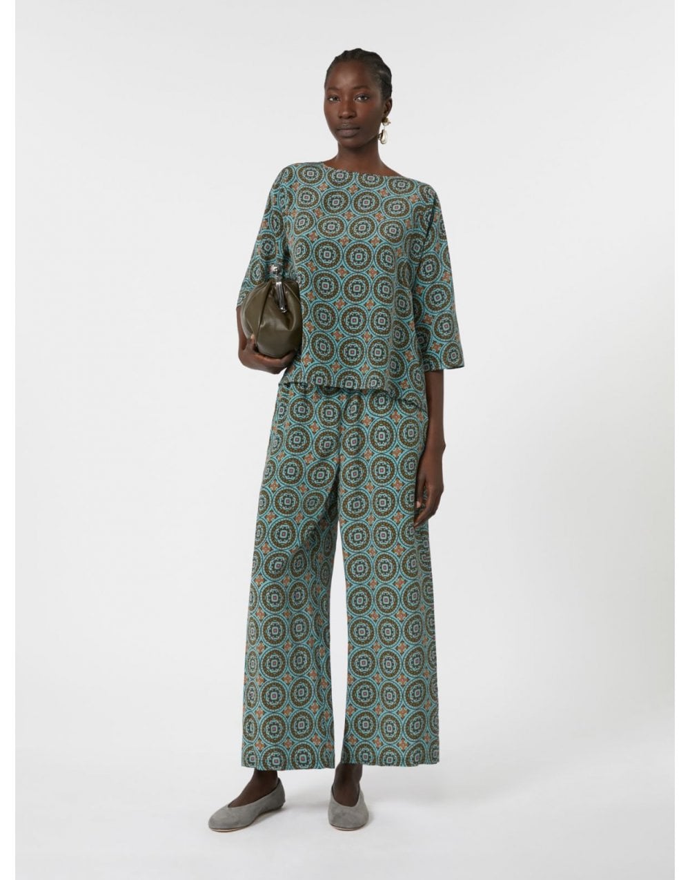 Young Ideas/Henmores - Adone Geometric Print Top - 001 Light Blue - 8