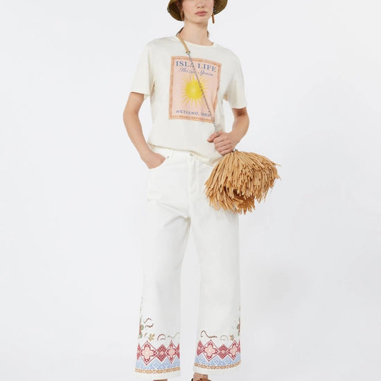Young Ideas/Henmores - Adunco Embroidered Cross Stitch Trousers - 009 White - 6