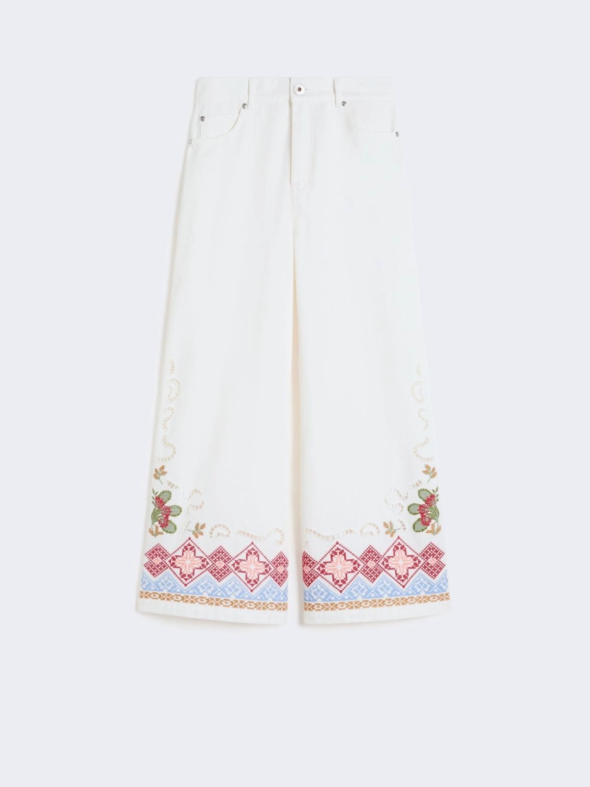 Young Ideas/Henmores - Adunco Embroidered Cross Stitch Trousers - 009 White - 6