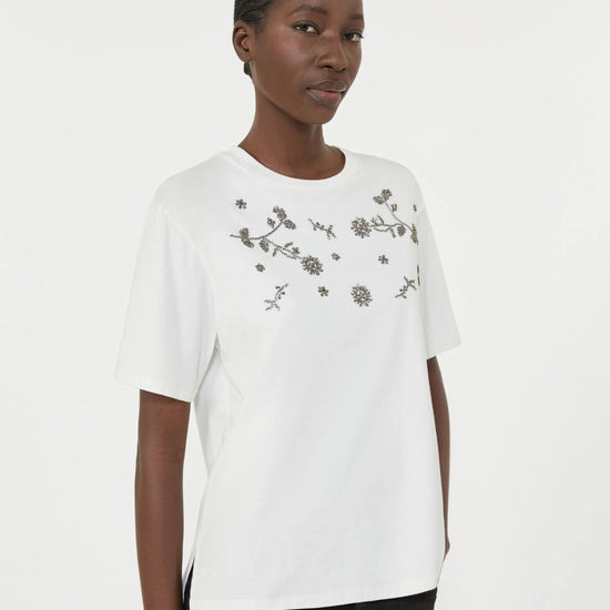 Young Ideas/Henmores - Agile Flowers Embroidery T-Shirt - 003 White - S